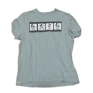 Disney TShirt Women's XL Blue Green Mickey Mouse Filmstrip Graphic Print Organic